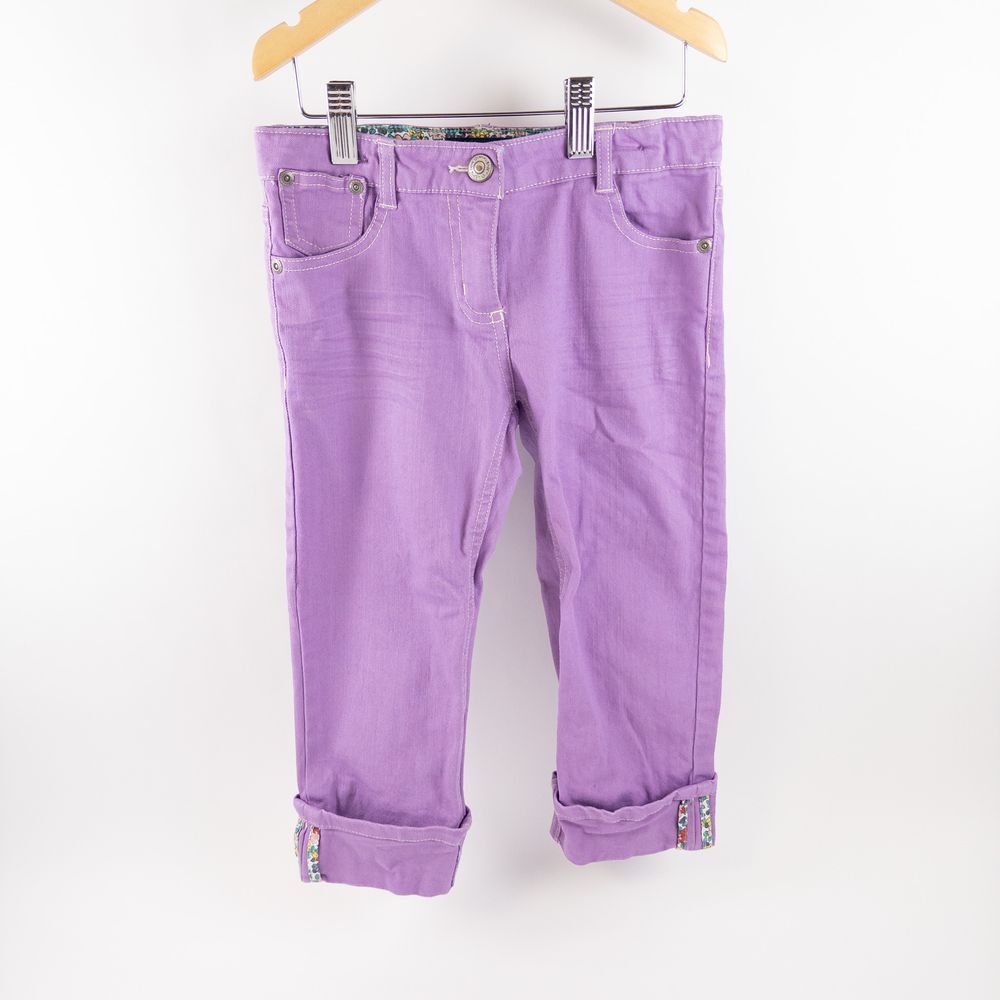 Mini Boden Croppped Denim Jeans Cuffed Lavender Purple Colorful Girls Sz 9Y